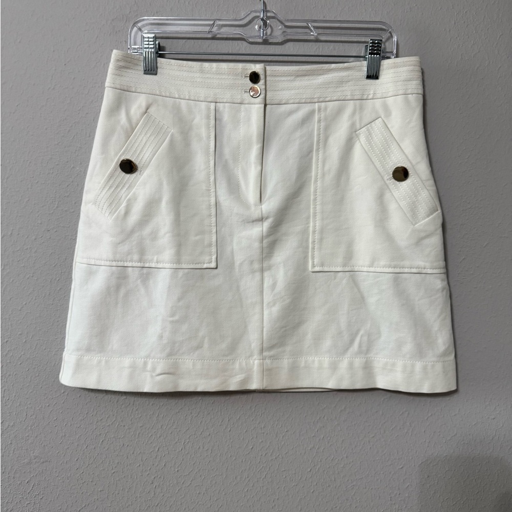 Loft Cream Colored Lined Mini Skirt